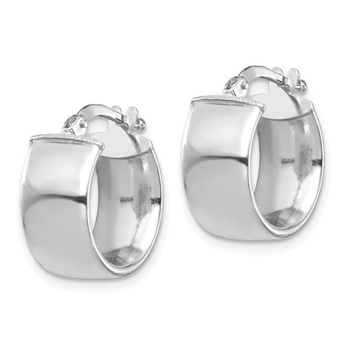14k white gold round square tube hoop earrings 14mm x 7mm