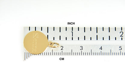 10k yellow gold 15mm round circle disc pendant charm personalized engraved monogram