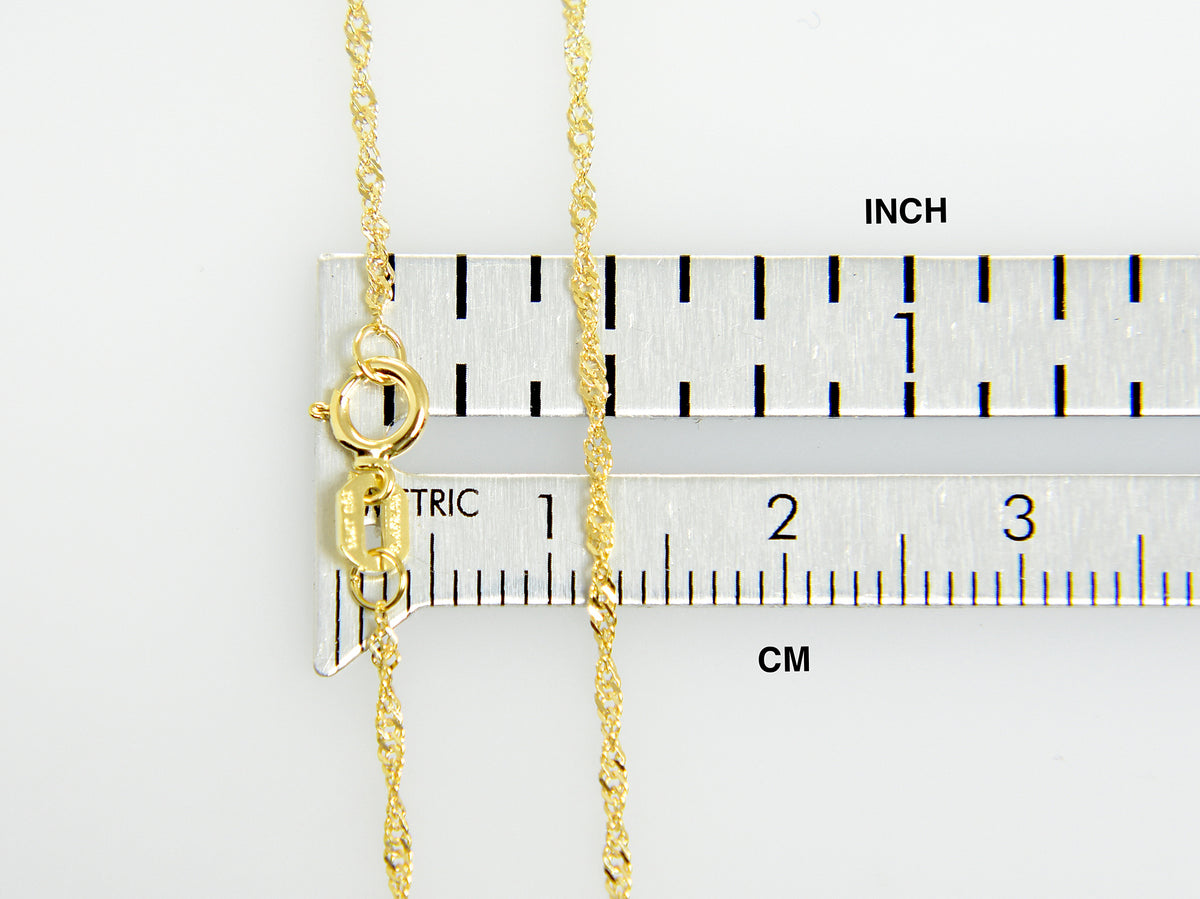 14k yellow gold 1.10mm singapore twisted bracelet anklet necklace choker pendant chain