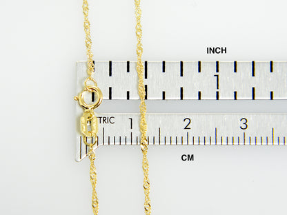 14k yellow gold 1.10mm singapore twisted bracelet anklet necklace choker pendant chain