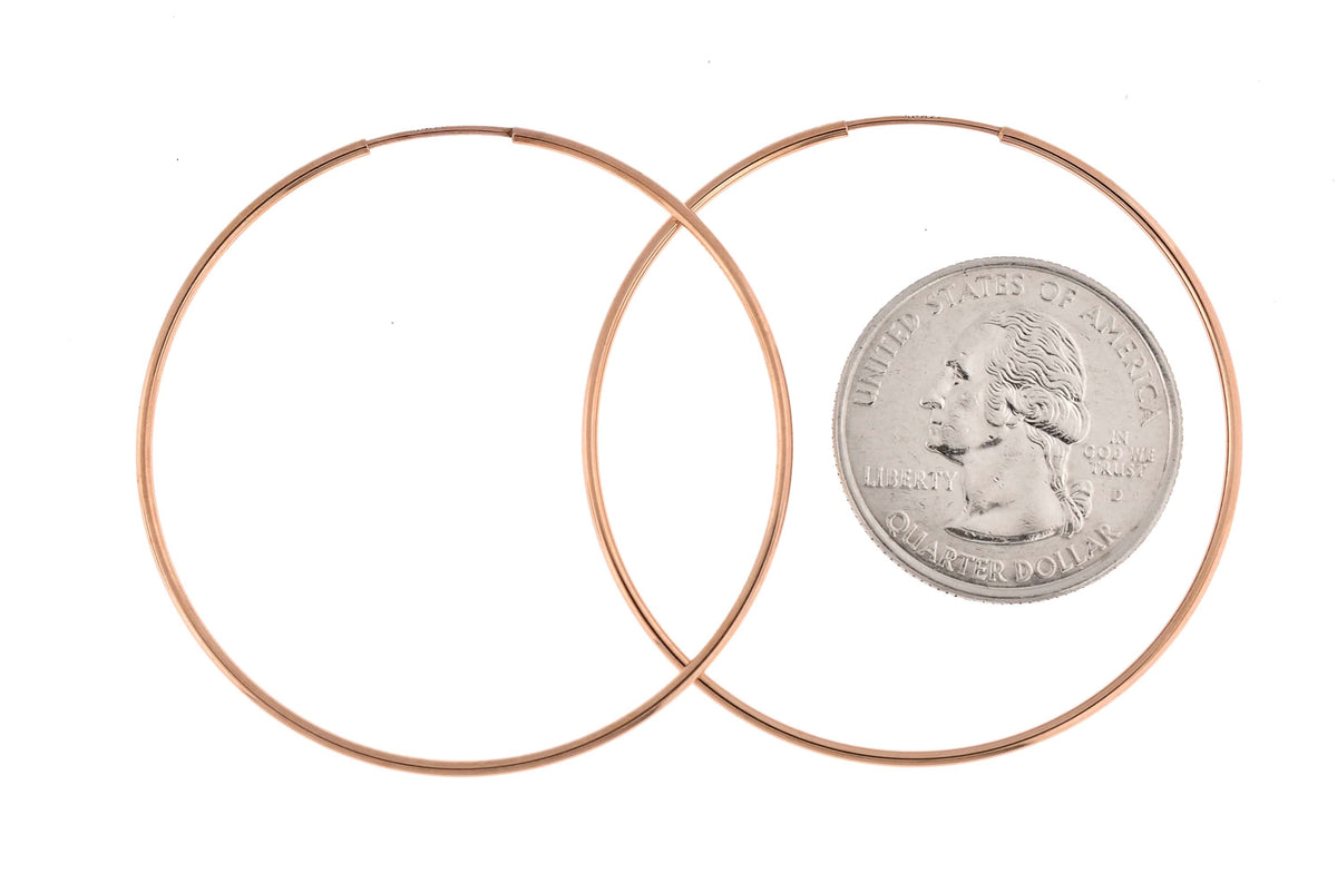 14k rose gold classic endless round hoop earrings 44mm x 1.25mm