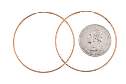 14k rose gold classic endless round hoop earrings 44mm x 1.25mm