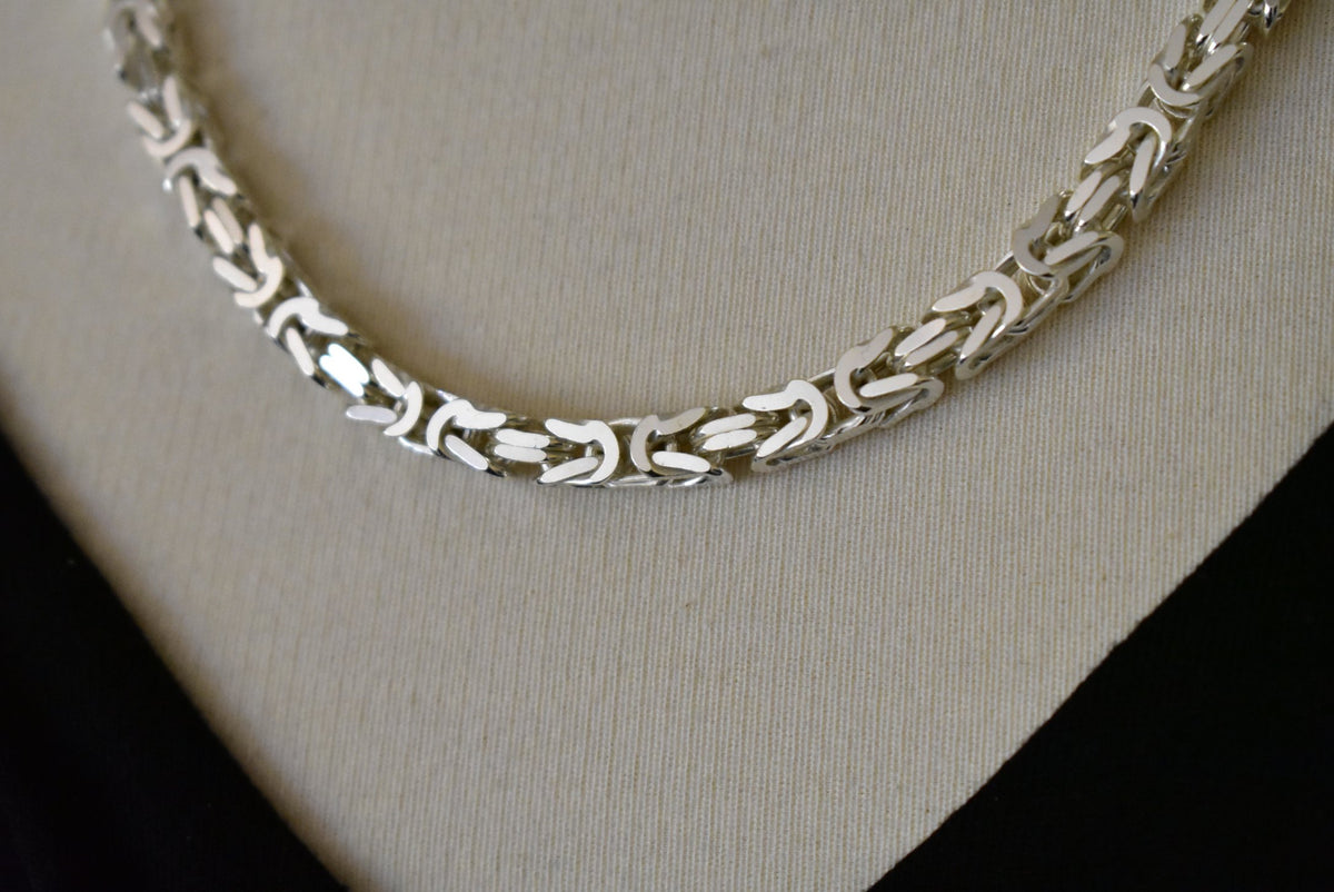 solid 925 sterling silver 5mm thick polished byzantine bracelet anklet choker necklace chain