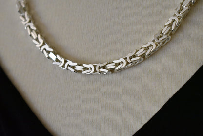 solid 925 sterling silver 5mm thick polished byzantine bracelet anklet choker necklace chain