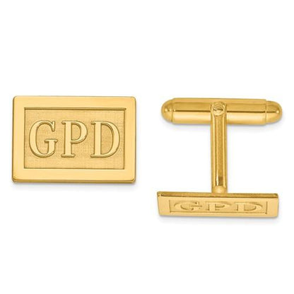 14k yellow 14k white gold sterling silver rectangle cufflinks cuff links personalized monogram