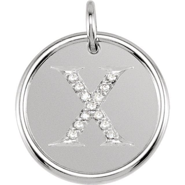 14K Yellow Rose White Gold Genuine Diamond Uppercase Letter X Initial Alphabet Pendant Charm Custom Made To Order Personalized Engraved