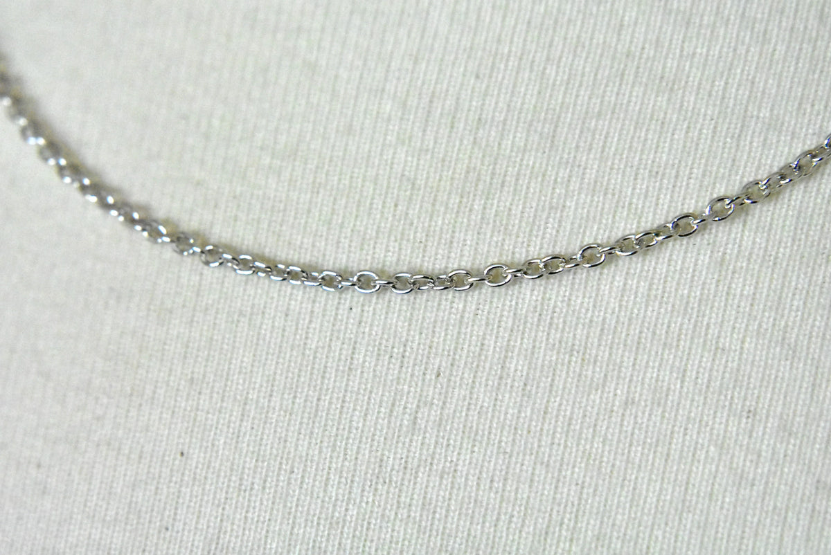 sterling silver rhodium plated 1.95mm cable necklace choker pendant chain