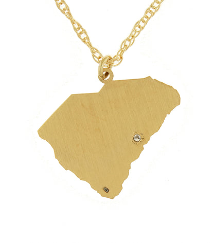 14k 10k yellow rose white gold diamond silver south carolina sc state map personalized city necklace