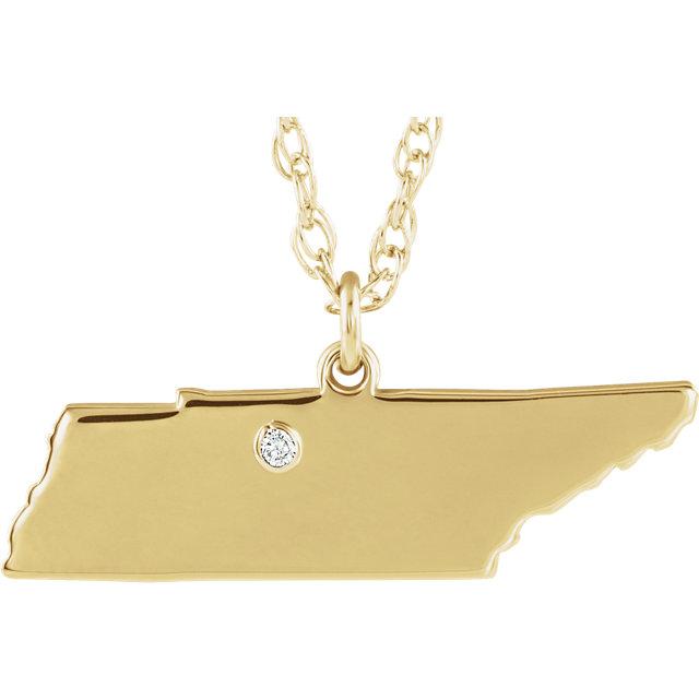 14k 10k yellow rose white gold diamond silver tennessee tn state map personalized city necklace