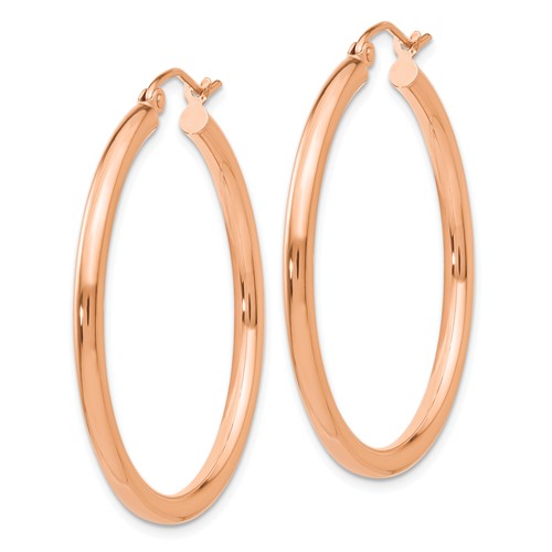 14k rose gold classic round hoop earrings 34mm x 2.5mm