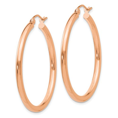 14k rose gold classic round hoop earrings 34mm x 2.5mm