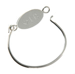 이미지를 갤러리 뷰어에 로드 , Sterling Silver Oval ID Plate Bangle Bracelet Custom Engraved Personalized Name Initials Monogram
