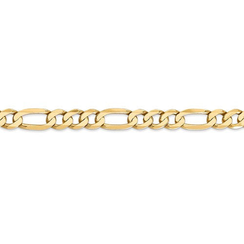 14k yellow gold 7mm flat figaro bracelet anklet choker necklace pendant chain