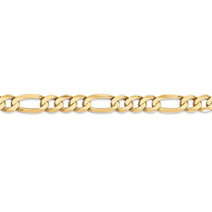14k yellow gold 7mm flat figaro bracelet anklet choker necklace pendant chain