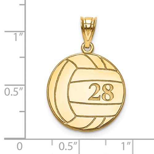 14k 10k gold sterling silver volleyball personalized engraved pendant