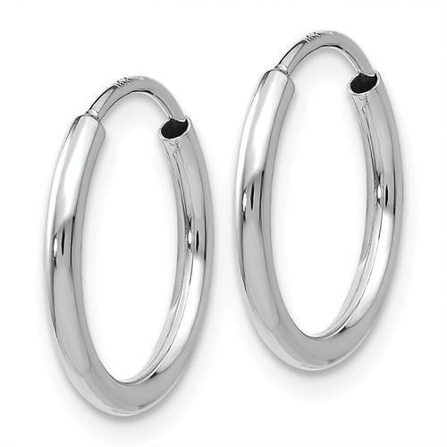 14k white gold small classic endless round hoop earrings 13mm x 1.5mm