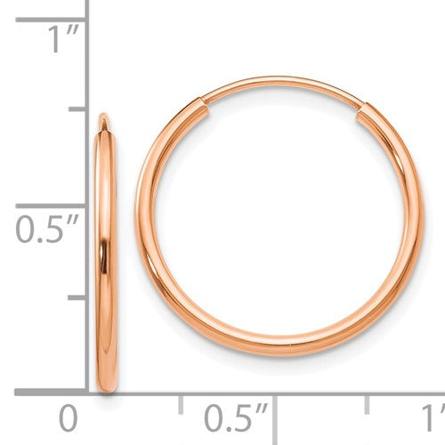 14k rose gold classic endless round hoop earrings 20mm x 1.5mm