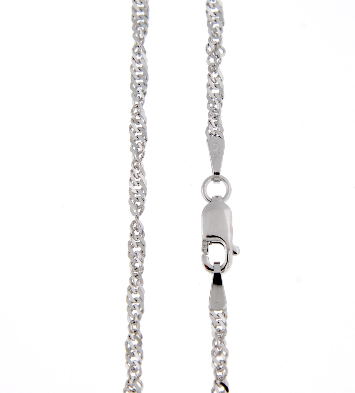 14k white gold 1.9mm singapore twisted bracelet anklet choker necklace pendant chain