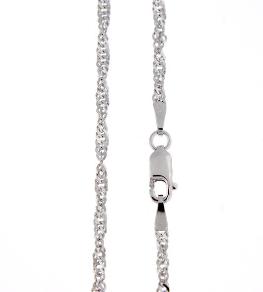 14k white gold 1.9mm singapore twisted bracelet anklet choker necklace pendant chain