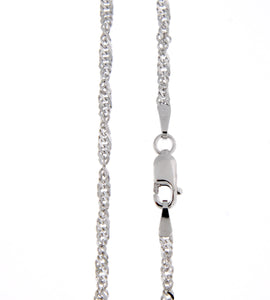 14K White Gold 1.9mm Singapore Twisted Bracelet Anklet Choker Necklace Pendant Chain