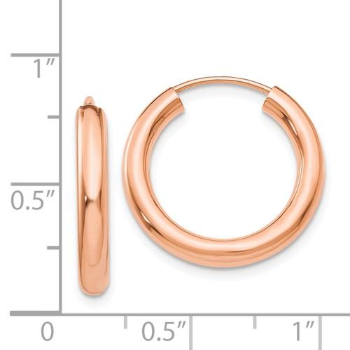14k rose gold classic endless round hoop earrings 19mm x 2.75mm
