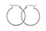 Charger l&#39;image dans la galerie, 14K White Gold Twisted Modern Classic Round Hoop Earrings 25mm x 2mm
