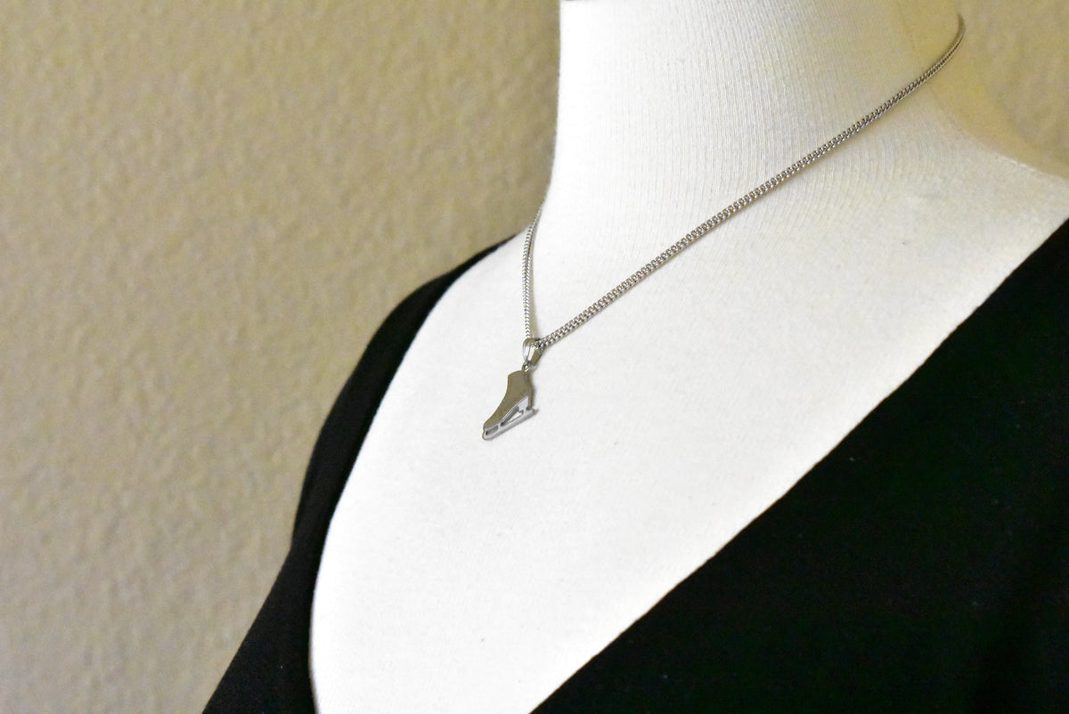 14k gold sterling silver ice skating skates disc pendant charm custom made engraved personalized