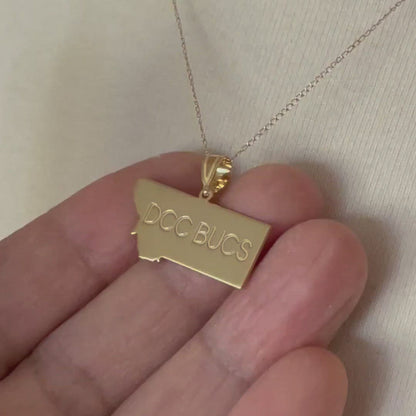 14K Gold or Sterling Silver Montana MT State Map Pendant Charm Personalized Monogram