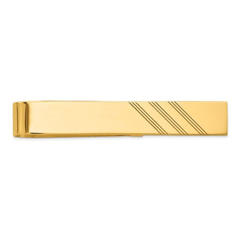 14k yellow gold engravable tie bar clip personalized engraved monogram