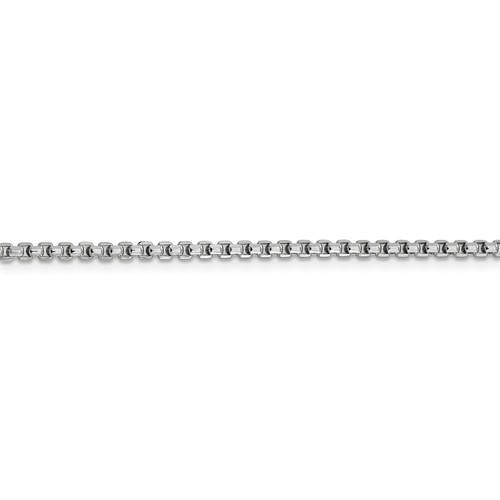 14k white gold 2.45mm round box bracelet anklet choker necklace pendant chain lobster clasp