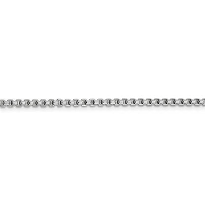 14k white gold 2.45mm round box bracelet anklet choker necklace pendant chain lobster clasp