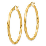 Indlæs billede til gallerivisning 14K Yellow Gold Twisted Modern Classic Round Hoop Earrings 45mm x 3mm
