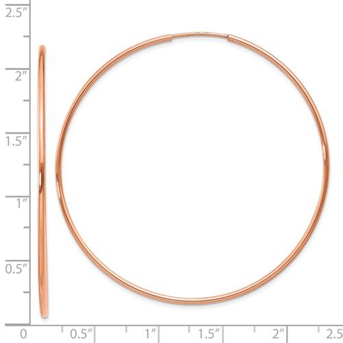 14k rose gold classic endless round hoop earrings 52mm x 1.25mm