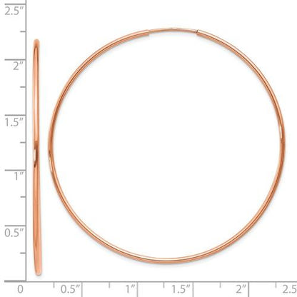 14k rose gold classic endless round hoop earrings 52mm x 1.25mm