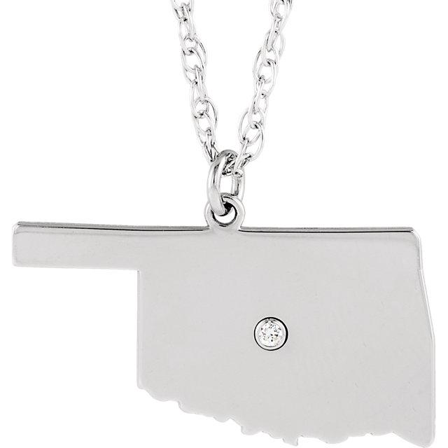 14k 10k Yellow Rose White Gold Diamond Silver Oklahoma OK State Map Personalized City Necklace
