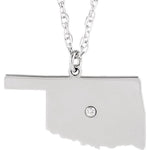 Load image into Gallery viewer, 14k 10k Yellow Rose White Gold Diamond Silver Oklahoma OK State Map Personalized City Necklace
