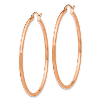 14k rose gold classic round hoop earrings 44mm x 2mm