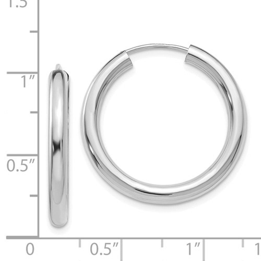 14k white gold classic round endless hoop earrings 25mm x 3mm