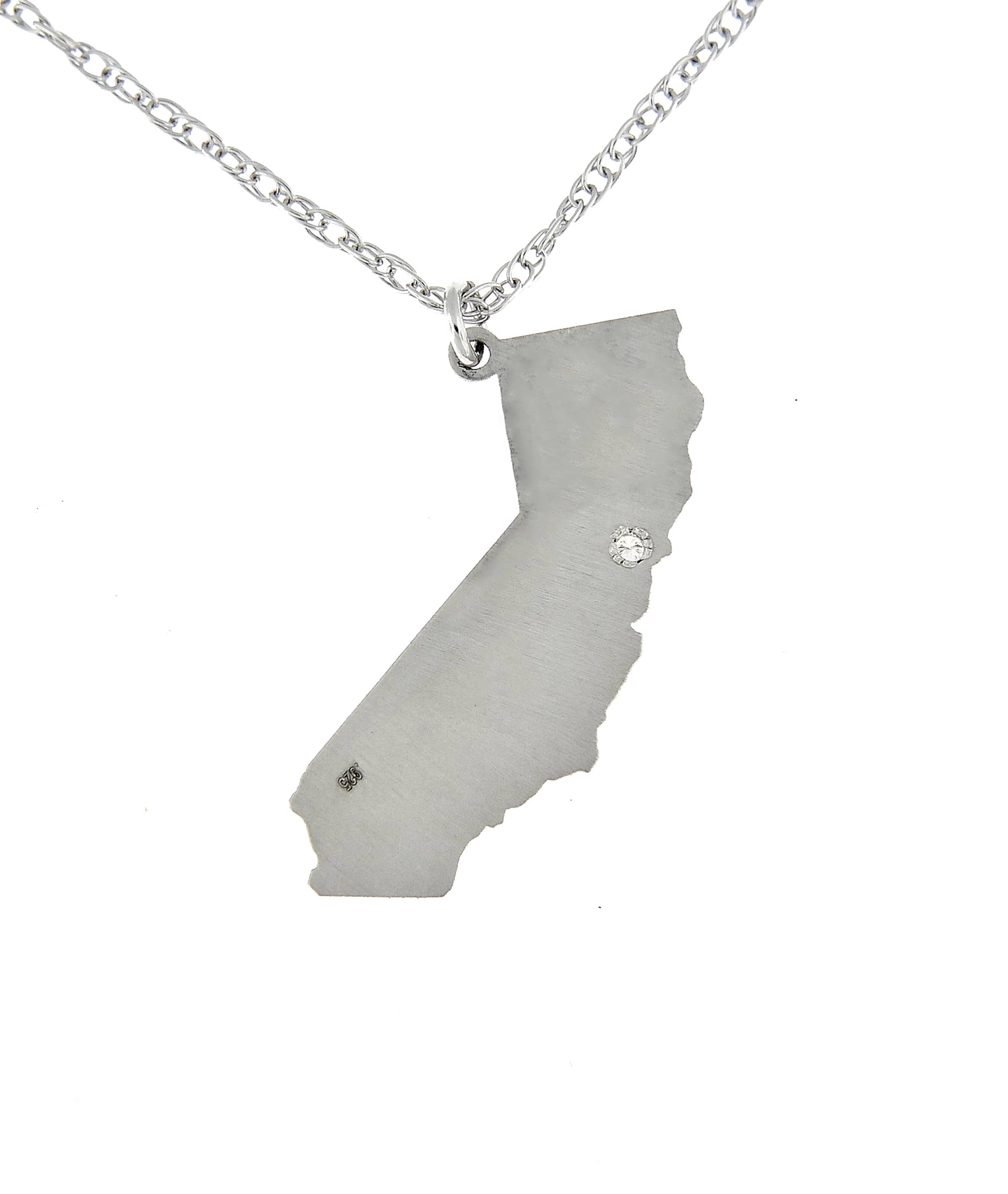 14k 10k Yellow Rose White Gold Diamond Silver California  CA State Map Personalized City Necklace