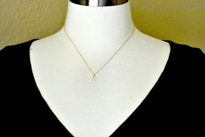14k yellow rose white gold .03 ctw diamond tiny petite lowercase letter c initial alphabet pendant charm necklace