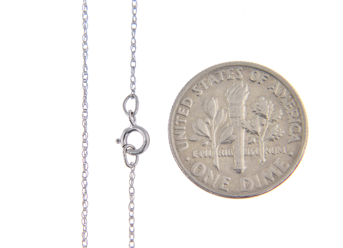 14k white gold 0.5mm thin cable rope necklace choker pendant chain