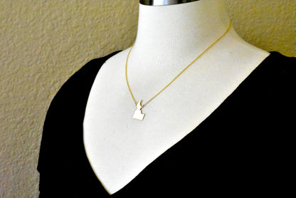 14k gold or sterling silver idaho id state name necklace personalized monogram