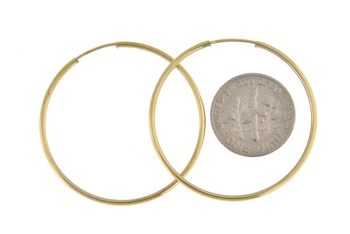 14k yellow gold classic endless round hoop earrings 30mm x 1.5mm