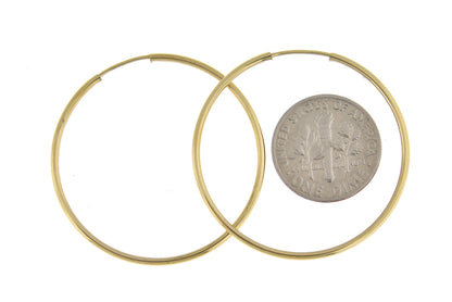 14k yellow gold classic endless round hoop earrings 30mm x 1.5mm