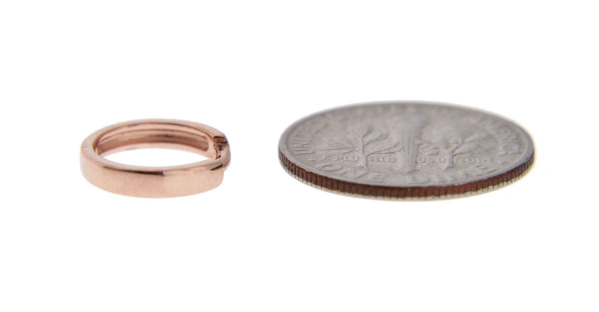 14k rose gold classic huggie hinged hoop earrings 11mm x 2mm