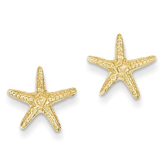 14k yellow gold starfish stud post push back earrings