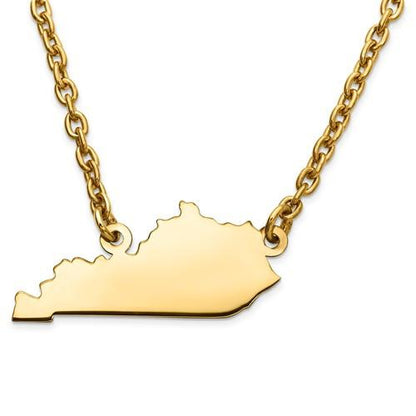 14k gold or sterling silver kentucky ky state name necklace personalized monogram
