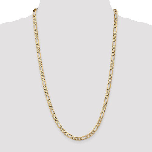 14k yellow gold 5.25mm flat figaro bracelet anklet choker necklace pendant chain