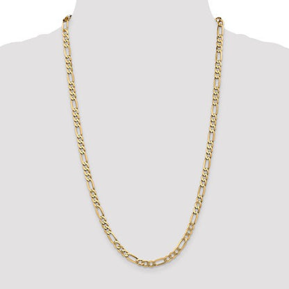 14k yellow gold 5.25mm flat figaro bracelet anklet choker necklace pendant chain