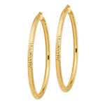 Carica l&#39;immagine nel visualizzatore di Gallery, 14K Yellow Gold Large Sparkle Diamond Cut Classic Round Hoop Earrings 65mm x 4mm
